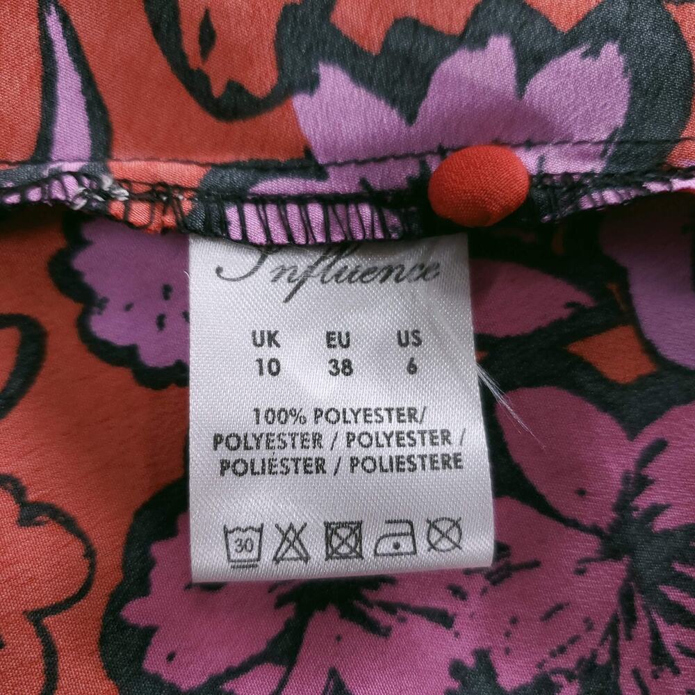 Influence A-line Dress Sz 6 Red Floral Knee-Length Smock Half Sleeve Skater Mini - Picture 6 of 12